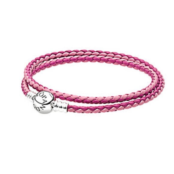 PANDORA Pink leather and Crystal pave ball charm set - Picture 4 of 10